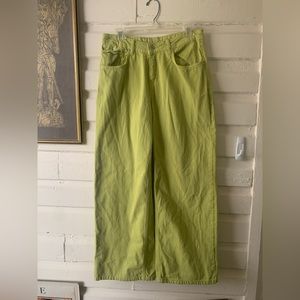 Free People Ragged Green wide leg jeans